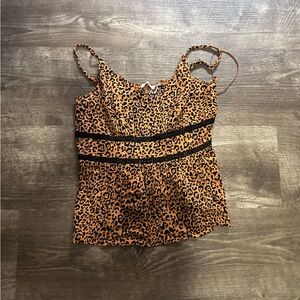 Leopard Print Crop Top with Black Accents